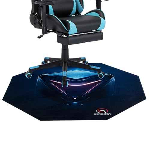 Office Roller Chair Mat, Gaming Chair Mat, Suitable for Hardwood and Tile Floors, Anti - Slip and Noise - reducing, Ideal for Home Offices and Game Rooms, Octagonal Carpet Mat (Blue)