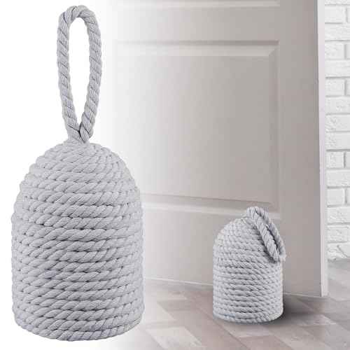 Decorative Door Stop Rope Door Stop with Handle 4.72 ''d x 11.42''h 5.4lb Heavy Weight Stoppers for Window Wedge Bookend Home Wedge to Keep Open(Grey,1 Pcs)