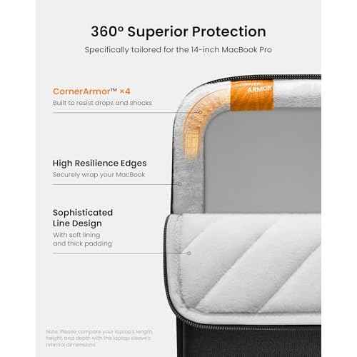 tomtoc 360 Protective Laptop Sleeve for 14-inch MacBook Pro M5/M4/M3/M2/M1 Pro/Max A3434 A3112 A3401 A3185 A2992 A2918 2025-2021, Water-Resistant Case Bag with Accessory Pocket for 13.8 Surface Laptop