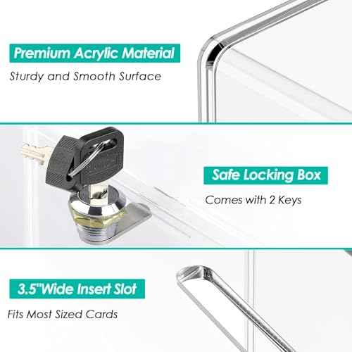 MaxGear Acrylic Donation Box with Lock 3 Pack, Large Ballot Box with Sign Holder, Clear Storage Container for Voting, Charity, Ballot, Suggestion 6.25" x 4.5" x 4"