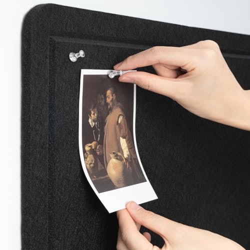 Black Felt Bulletin Board 23.6 x 17.7 Inches for Home & Office, Foldable & Frameless