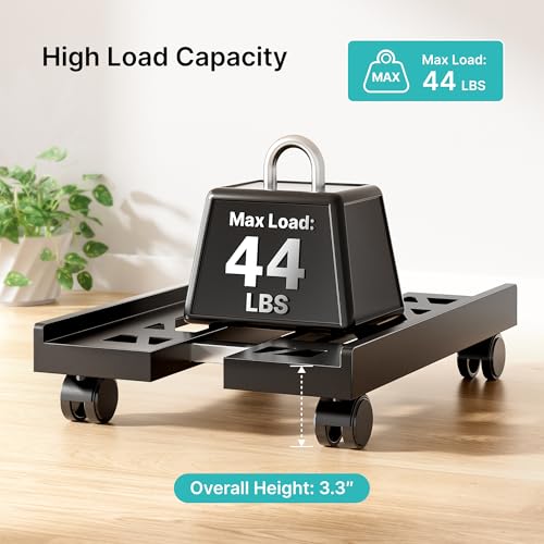 PEGZONE Adjustable CPU Tower Stand with 4 Lockable Wheels – Floor/Desktop Computer Case Riser
