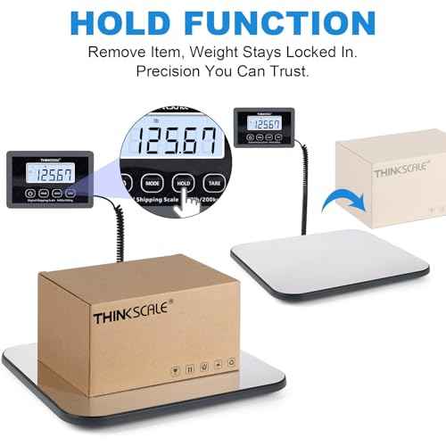 THINKSCALE Shipping Scale, 440lb/1oz Digital Postal Postage Scale for Small Business, Large Backlit LCD with Hold/Tare, Scale for Packages, Luggage, Home Use, USB Power & Battery