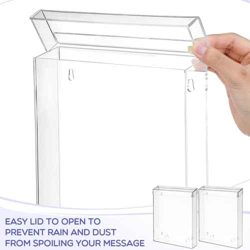 Remerry 2 Pcs Outdoor Brochure Holder 8.5 x 11 Inch Waterproof Acrylic Wall Mount Literature Box Dispenser with Lid, Clear Real Estate Brochure Box Holder for Document Pamphlet Display (Clear)