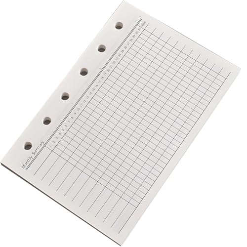 A7 Planner Refills 40 Sheets 6-Ring Binder Grid Daily/Weekly/Monthly Schedule