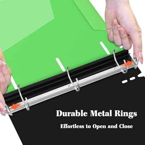 INFUN 1.5 Inch Telescoping 3 Ring Binder - 6PCS, Flexible Round Binder with Customizable Front Cover and Clear Catalog Pocket, 1.5Inch Rings, 370 Sheet Capacity