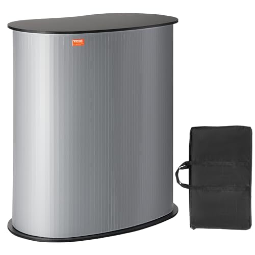 VEVOR Portable Tradeshow Podium Table 35.43 x 19.29 x 37.01 in Black+Silver with Carrying Bag