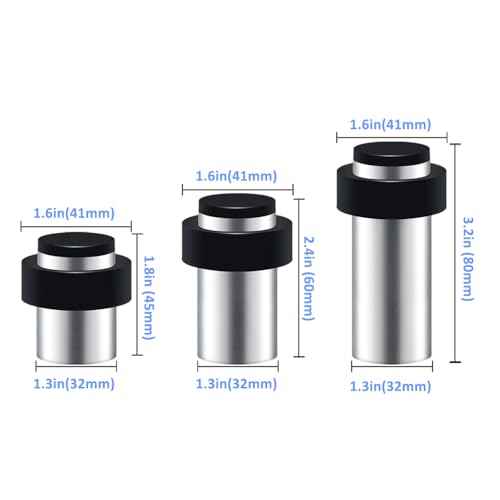 8 Pack Door Stoppers Stainless Steel with Rubber Bumper Door Stops for Wall and Floor MountingHeight 2.4"