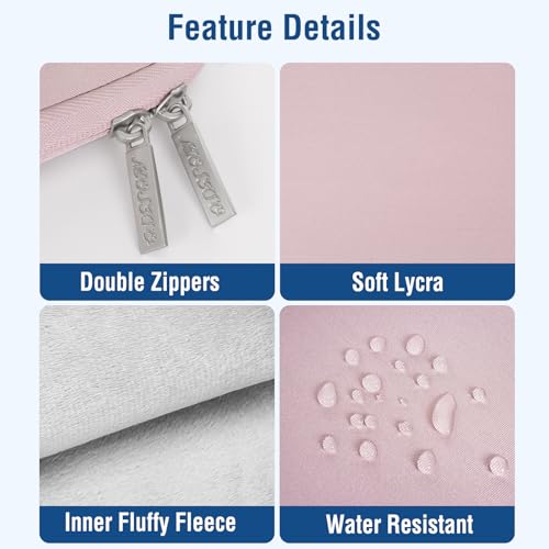 MOSISO 13.3 Inch Baby Pink Laptop Sleeve with Small Pouch - Shockproof Protective Case