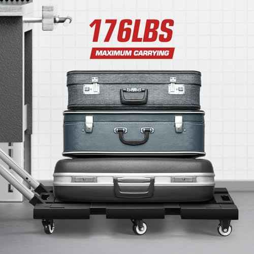DNA MOTORING Folding Hand Truck Dolly Cart, 176lbs Capacity Foldable Dolly Cart, Heavy Duty Collapsible Luggage Cart, Platform Hand Truck, w/Telescopic Handle, 2 Bungee Cord, Red, TOOLS-00745