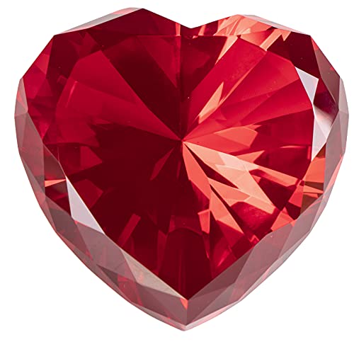 Qianwei Red Heart-Shaped Crystal Diamond Paperweight 80mm Gift for Women & Anniversary