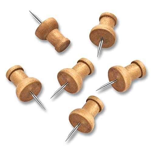 100Pcs Wood Push Pins, Thumb Tacks for Decorative, Wooden Pins and Tacks, Cork Board Thumbtacks, Cute Thumbtack for Wall and Bulletin Board, Map Pins