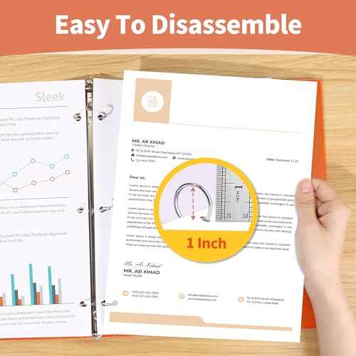 SUNEE 1 Inch Binders 3 Ring 6 Pack, Clear View Three Ring Binders PVC-Free (Fit 8.5x11 Inches) for School Binder or Office Binder Supplies, Classic 6 Colors