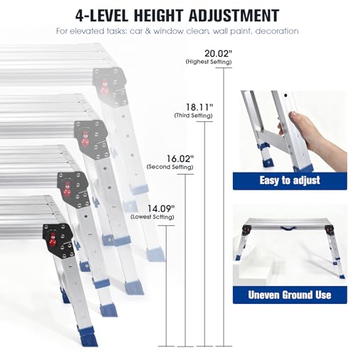 Tamiaia Aluminium Work Platform 660 Lbs – 4-Height Portable Scaffold with One-Touch Folding
