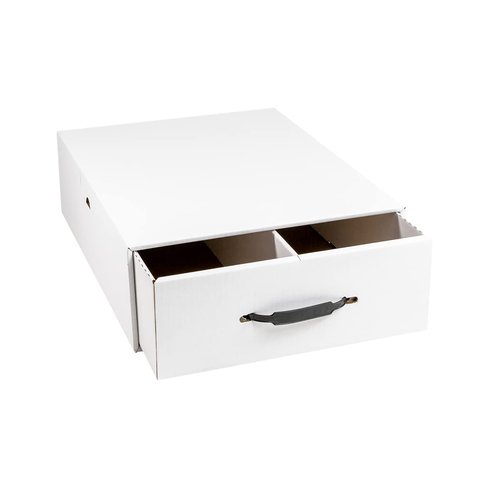 APOTHECARY PRODUCTS Single File Organizer & Drawer, Storage for Paper, Files, Prescriptions, 2 Compartments, White, 13 1/2" x 5" x 17 1/4", Made in the USA