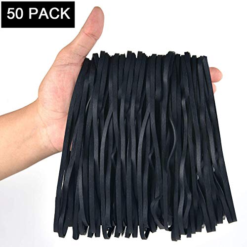 AMUU 50 Pack Large Rubber Bands 8in - Thick Elastic Office & Trash Can Ties