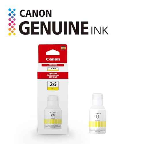 Canon GI-26 Genuine Pigment Yellow Ink Bottle, Compatible with MegaTank GX7120, GX6120, GX5120, GX6020, GX7020, GX6021, GX7021, GX5020, GX4020, and GX3020 Printers
