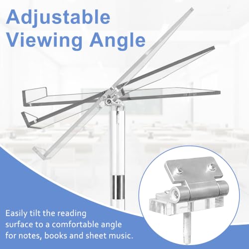 Koretech Clear Acrylic Podium Stand with Metal Base, 48in Tall, 16x12in Top - Lectern for Classroom & Events