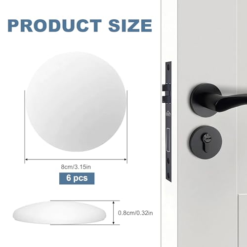 Door Stoppers for Wall 6 Pack 3.15" White - Silent Silicone Door Knob Wall Protectors