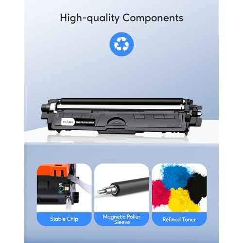 TN221 TN225 Toner Cartridge High Yield Replacement for Brother TN-221 TN-225 Compatible with MFC-9130CW HL-3170CDW MFC-9340cdw (1B, 1C, 1M, 1Y, 4 Pack)