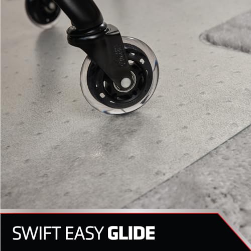 NINJA Easy Glide Office Chair Mat for Carpet Floors, Strong Slip Resistant Under Desk Floor Protector, Stay in Place Plastic Computer Mats for Rolling Work and Gaming Chairs, 32.5x48 Inch, Clear Lip