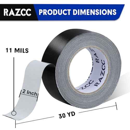 Duct Tape, 12 Rolls Black Duct Tape,Heavy Duty, Flexible, No Residue, All-Weather and Tear by Hand, 30 Yard x 2 Inch Per Roll - Bulk Value for Indoor & Outdoor Repairs, Industrial Use