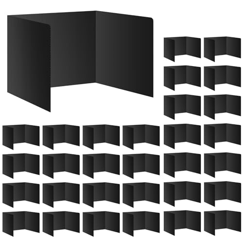 Black 30-Pack Desk Dividers for Students, Waterproof Durable Plastic Study Carrel Dividers, Easy to Clean, Privacy Classroom Shield Folder Boards for Student Desk