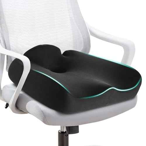 Ergonomic Memory Foam Seat Cushion for Tailbone Pain Relief ?Office Chair Cushion for Coccyx, Sciatica & Pressure Relief ?Large Chair Cushions for Car Seat, Wheelchair ? Washable Non-Slip Cover