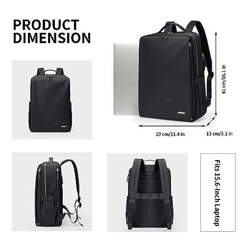Stylish Laptop Backpack for Women Airline Approved Perfect for Work College and Travel Multi-Functional Casual Daypack Fits 15.6 Inch Notebook (Black)