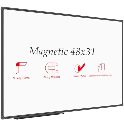 JILoffice Magnetic Whiteboard 48x31 Inch Black Aluminum Frame Dry Erase