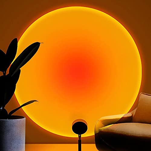 Balkwan Sunset Red Projection Lamp with Rotating Rainbow LED Night Light Floor Stand
