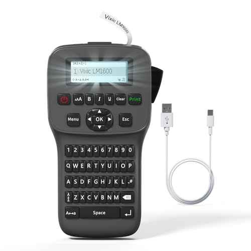 Vixic Label Maker Machine with-Tape, Rechargeable Label Makers Portable with Keyboard, LM1600 Heat Shrink Label Maker Waterproof-Labels, Cable Wire LabelMaker Labeler for Industrial Office Network