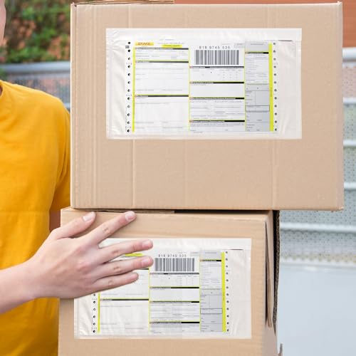 Kolibrox 6x9 Inch Clear Self-Adhesive Shipping Label Sleeves Pack of 100