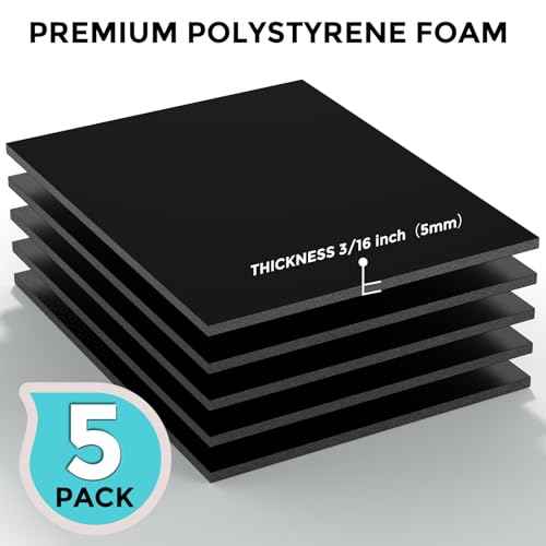 CreGear Foam Board, 11" x 14" x 3/16" Black Foam Board, 5 Pack Presentation Foam Core Board for Projects, Poster Board Sheets for Signboards, Arts and Crafts, Framing, Display