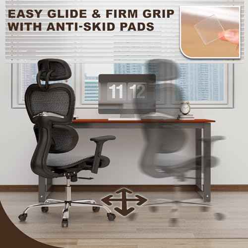 Clear Office Chair Mat, 50"x 60" No Slip Vinyl Desk Chair Mat for Hard Floors, 2mm Thick Heavy-Duty Computer Floor Mat, Waterproof Rolling Chair Floor Protector for Home Office