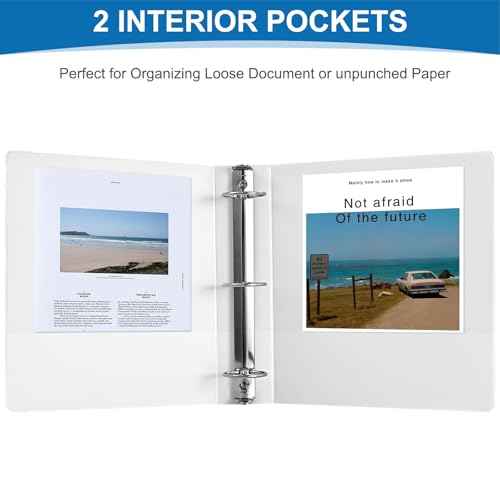 2 Inch 3-Ring Binder, 2" Round Ring Binder with 2 Inside Pockets, 6 Pack White Binders, Clear View Cover, Holds Up to 450 Sheets 8.5" x 11" Paper£¬Durable Binders for Office/Home/Back to School