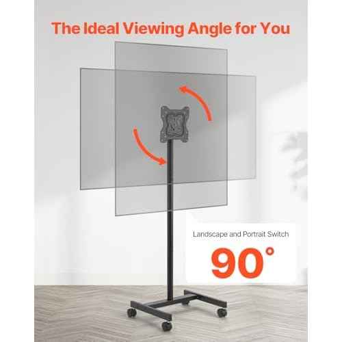 VEVOR Rolling TV Stand, Mobile TV Cart for 17-55 Inch Screens, Portrait to Landscape, Portable TV Stand with Wheels Holds up to 44 lbs for Living Room, Bedroom, Office, Outdoor, Max VESA 200x200mm