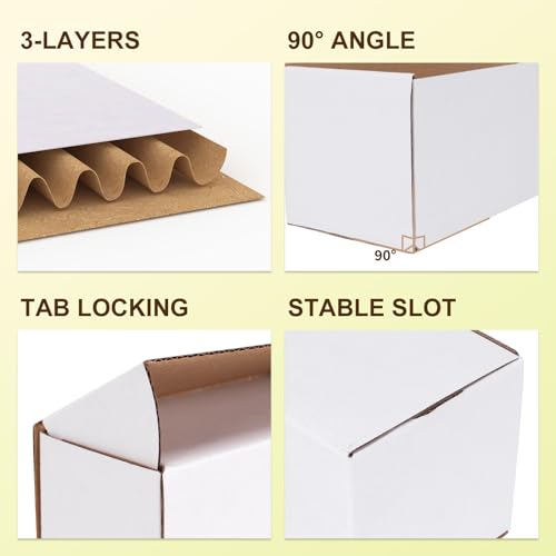WIFTREY 12x9x6 inches White Shipping Boxes pack of 15, Corrugated Cardboard Boxes 12 x 9 x 6 for Packaging Small Business, Moving, Mailing