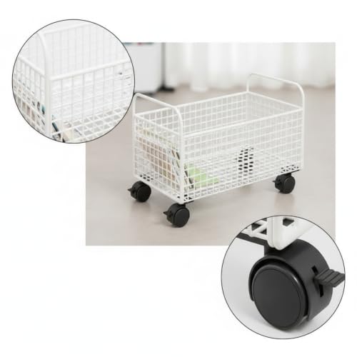 Mobile Book Cart with Handle - Black, Medium Capacity