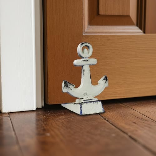 2 PCS Door Stoppers for Bottom of Door Cast Iron Decorative Door Stop Wedge Metal Doorstops (White)