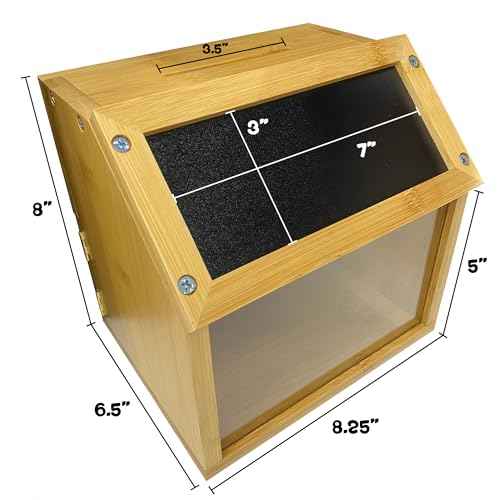 Bamboo Tip Jar and Suggestion Box with Chalkboard, Chalk, Locking Latch, and Clear Viewing Window