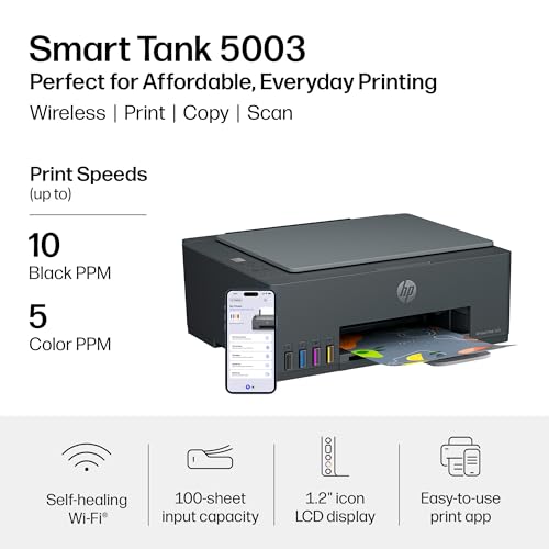 HP Smart Tank 5003 Ink Tank Printer - Medium Basalt / Light Basalt, 3-Year Ink Supply Included, All-in-One Wireless Printer