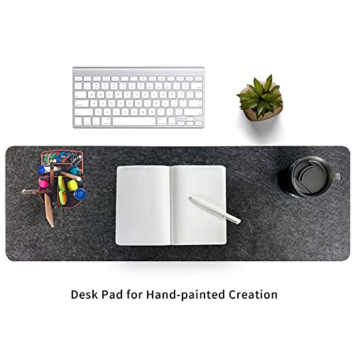 DAWNTREES Felt Desk Mat Dark Gray 36x12 Inches - Office & Gaming Protectant