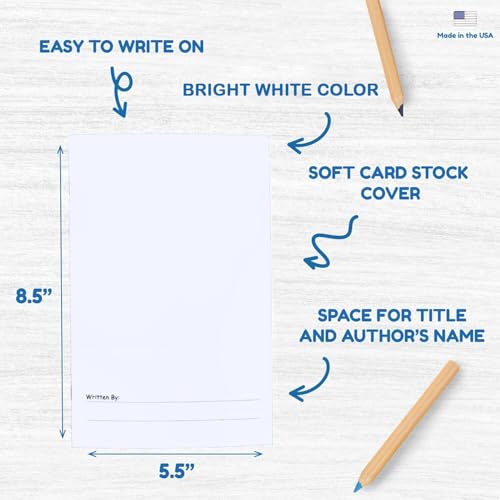 Hygloss 24 Pcs Blank Storybooks for Kids - Bulk Small Notebooks Journals White Soft Cover Notebooks - 5.5x8.5-24 Half-Lined Pages - Blank Books for Kids to Write Stories & Illustrate