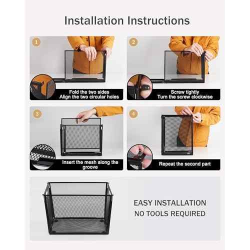 Oterri Hanging File Organizer - Portable Desktop Mesh Crate for Letter Size Folders, 2 Pack (Cool Black)