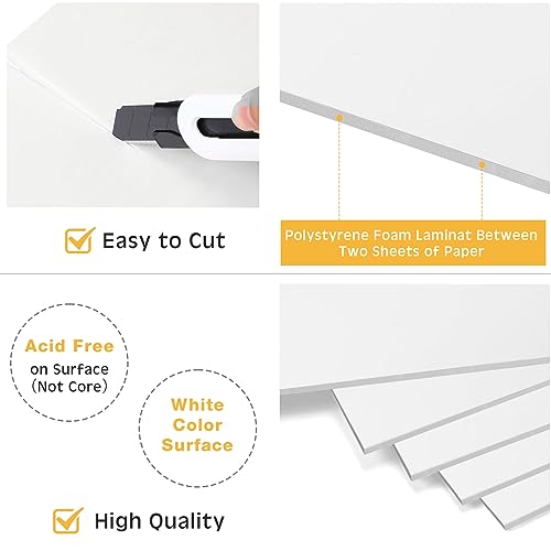 Tenceur White Foam Boards Bulk 20 Pack 30 x 40 Inches 3/16 Inch Thick for Crafts & Presentations