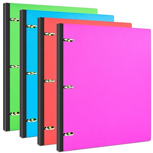 INFUN Telescoping 3-Ring Binder 4 Pack - Red, Pink, Blue, Green, 0.75 Inch, No Front Pocket