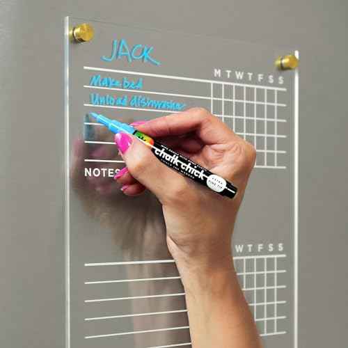 Magnetic Acrylic Chore Chart for Fridge, Includes 4 magnetic wet-erase markers for Refrigerator, 9" X 12". Put those kids to work!