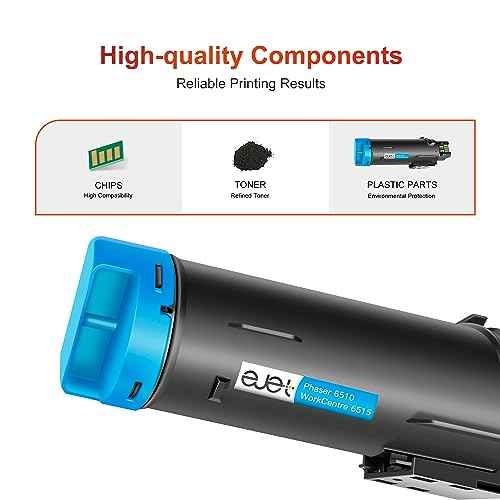 ejet Compatible Toner Cartridge Replacement for Xerox WorkCentre 6515 Toner, Phaser 6510 Toner Work with Xerox Phaser 6510, WorkCentre 6515 Printers - 106R03477 106R03478 106R03479 106R03480 (4-Pack)