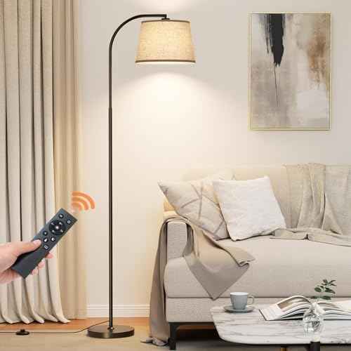 Floor Lamps for Living Room, 64" Arc Floor Lamp with 6000K & Stepless Dimmable,350¡ÆH/180¡ÆV Rotatable Shade and Remote Control,Black Tall Standing lamps for Bedroom and Office(9W Bulb Included)